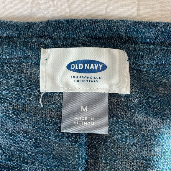 Old Navy Marled Teal Oversized Long Sleeve V-neck Top Size M - Picture 5 of 7